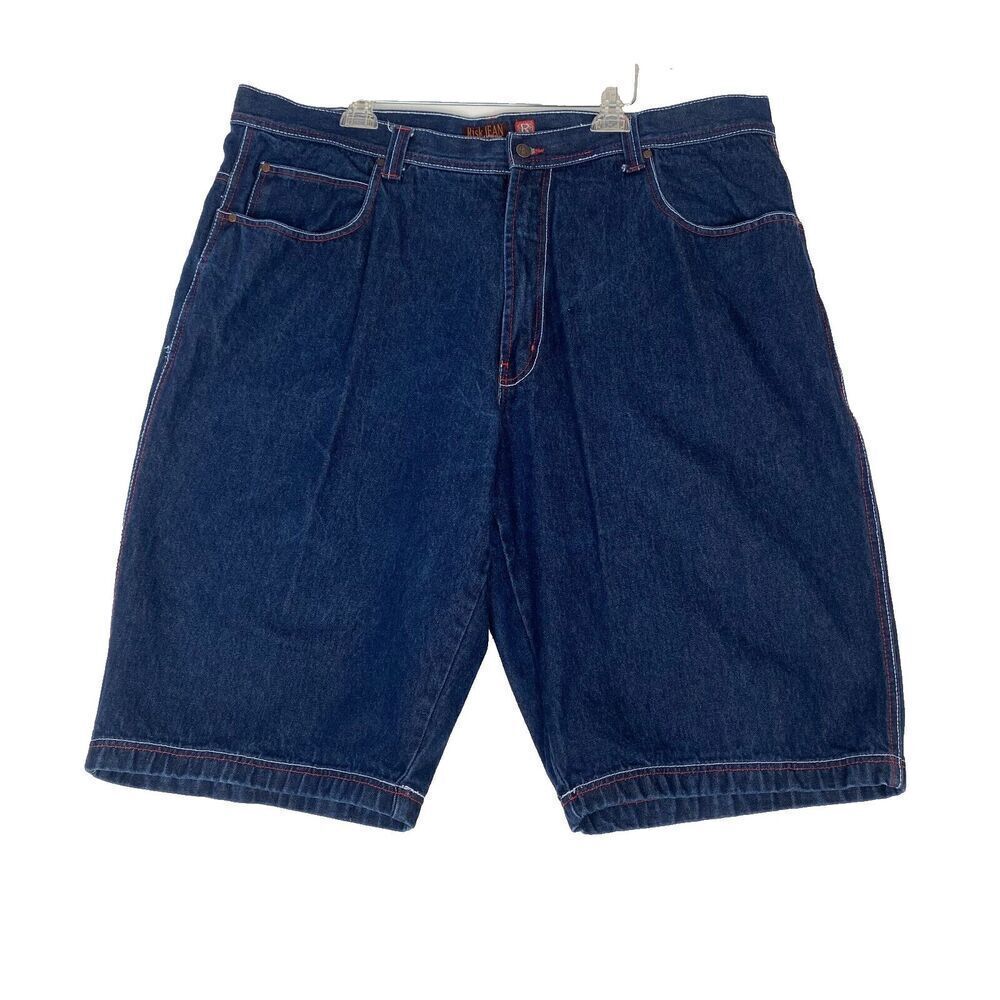 Vintage Risk Shorts Mens SZ 48 Denim Baggy Grunge Embroidered Y2K Skater Hiphop